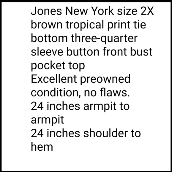 NwoT Jones N.Y. Signature Woman Sz 2X Tie Blouse - Picture 6 of 6